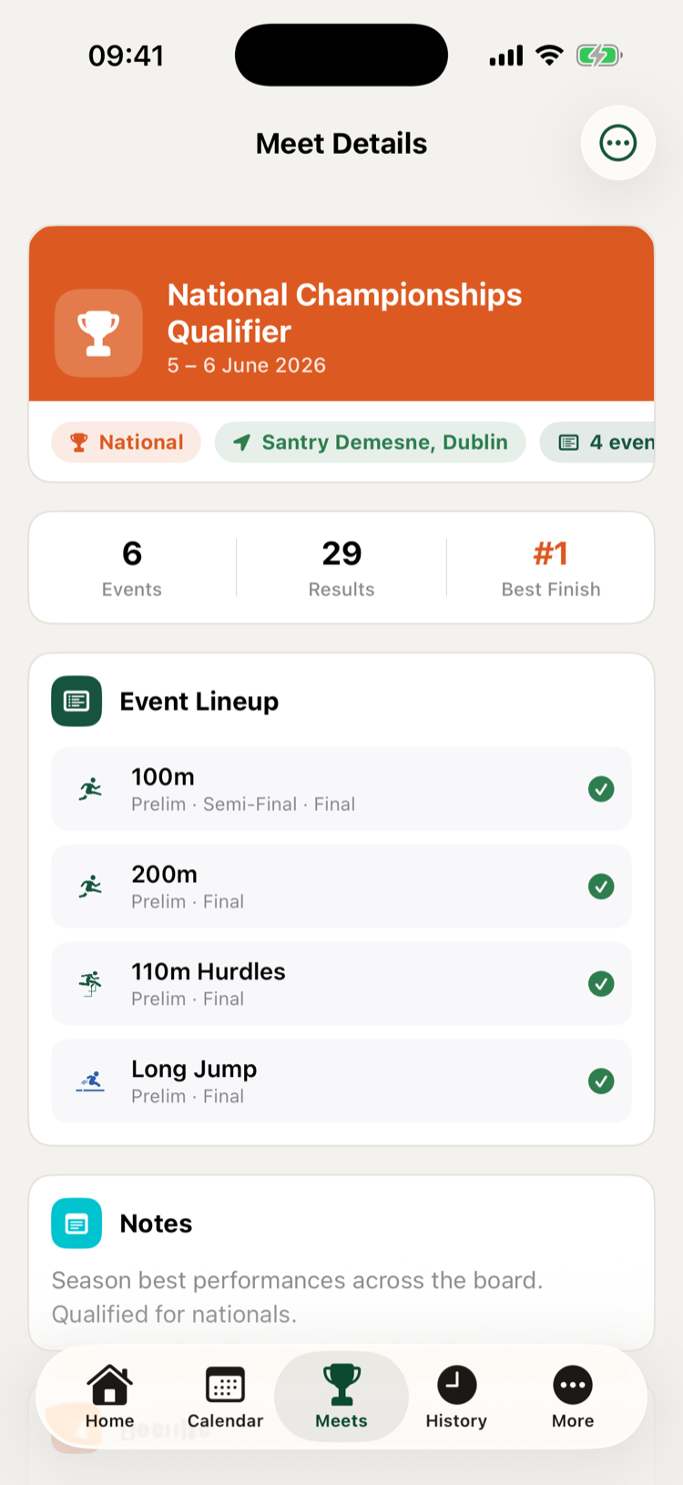 TrackThletics meet detail with round-by-round results